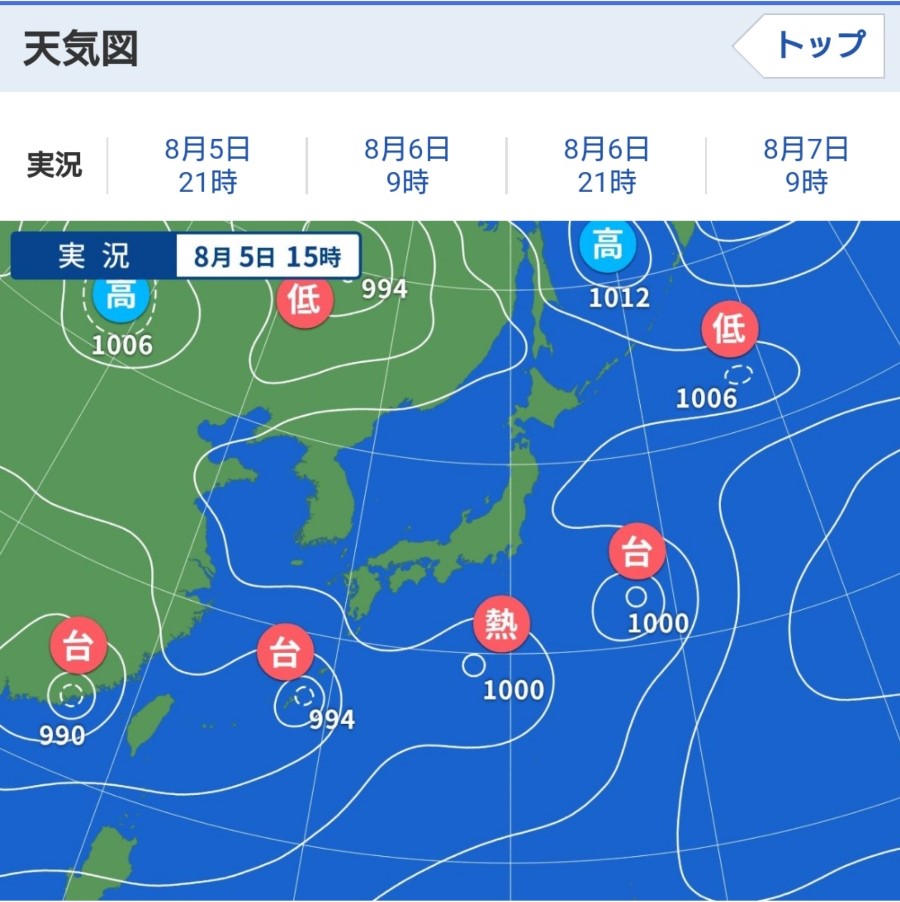 2021年8月5日の天気図